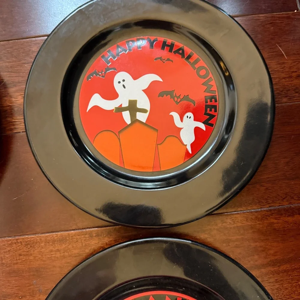 VTG Halloween Plates Target Y2K Holiday Cat Witch Ghost Spider Spooky‎ Decor
